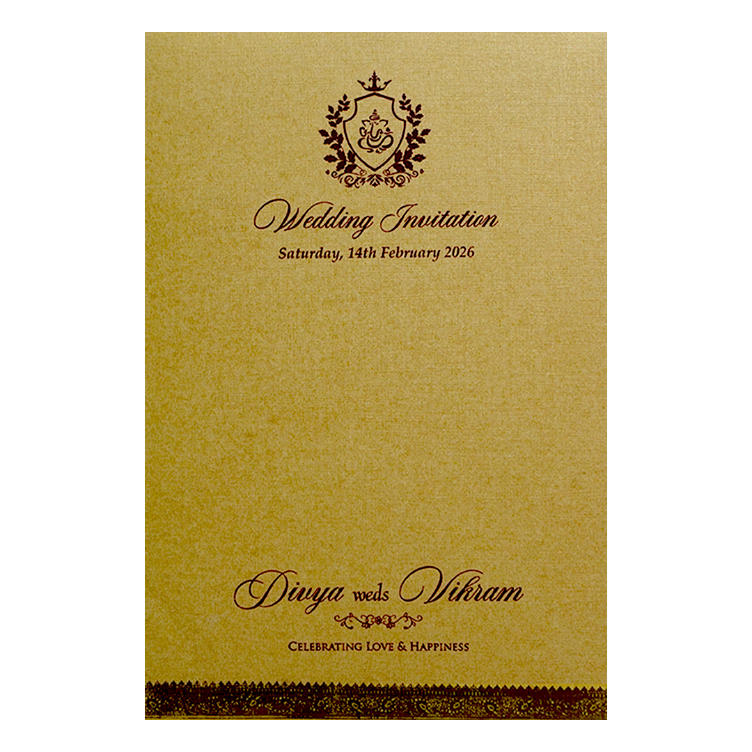 Cream single sheet with gold envelope invitation card-KNS012GG