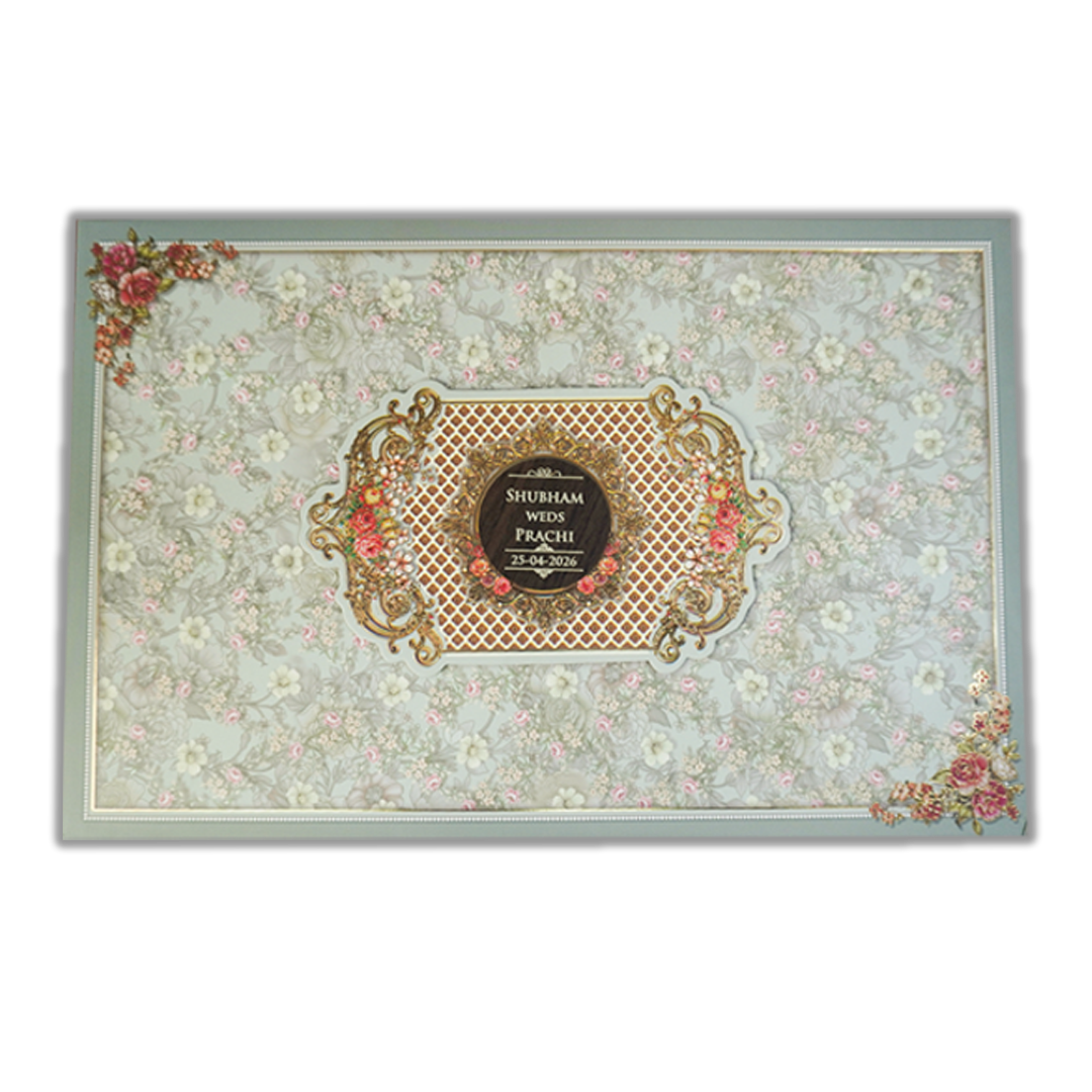 Green Floral Vintage Wedding Card-KSH72110