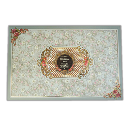 Green Floral Vintage Wedding Card-KSH72110
