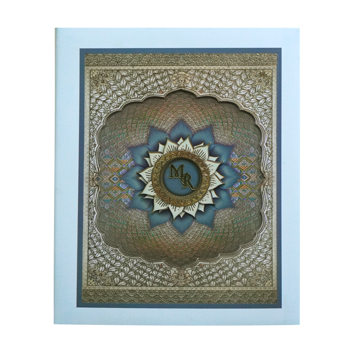 Ocean Blue Laser Cut Premium Wedding Card-KPR24230