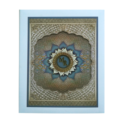 Ocean Blue Laser Cut Premium Wedding Card-KPR24230