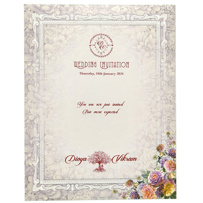 Lavender Padded Pastel Floral Design In Offset-KNPO8507P