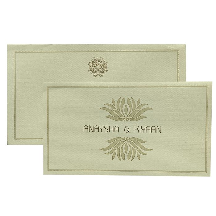 Grey Floral Padded Invitation Card-King of Cards