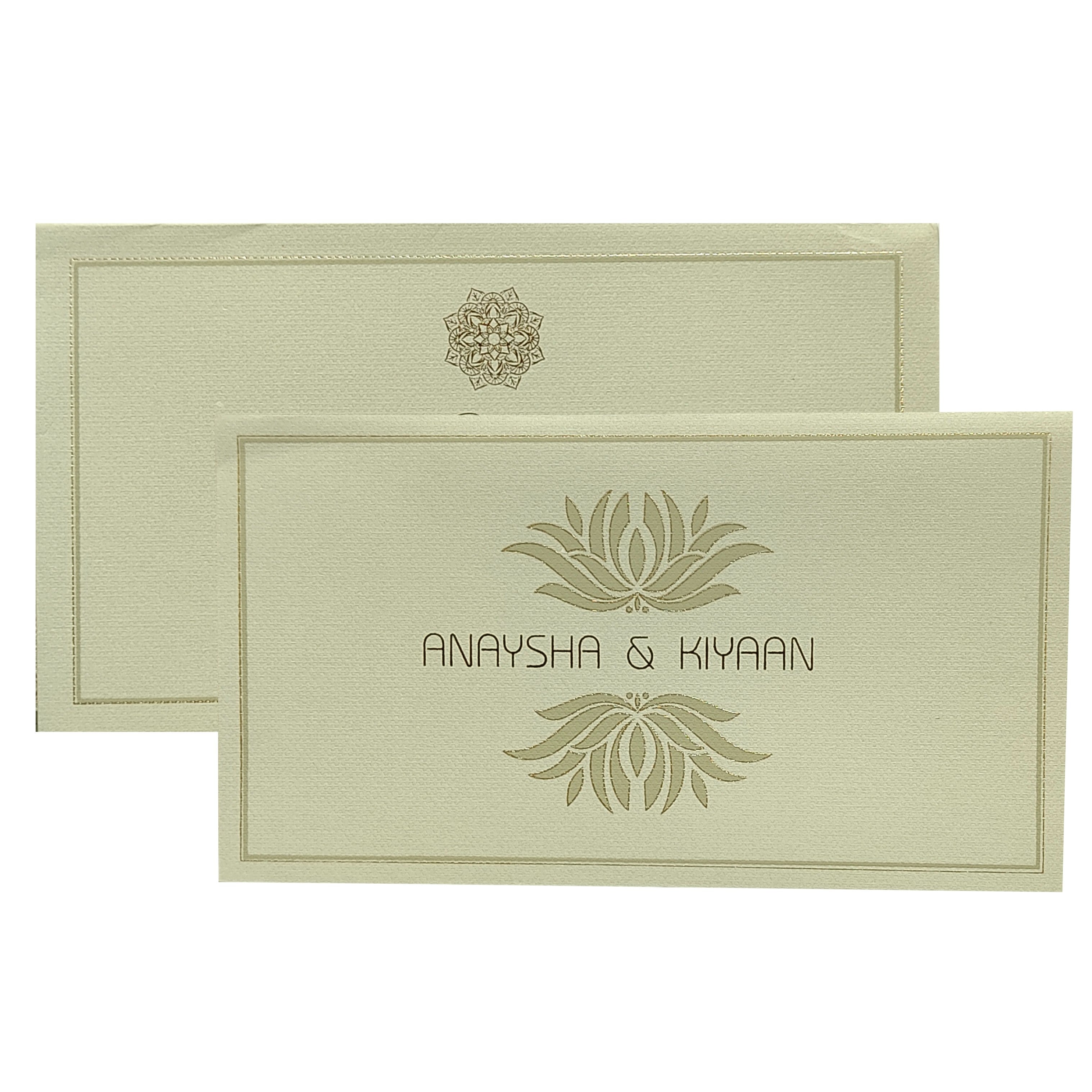 Grey Floral Padded Invitation Card-KRC29151