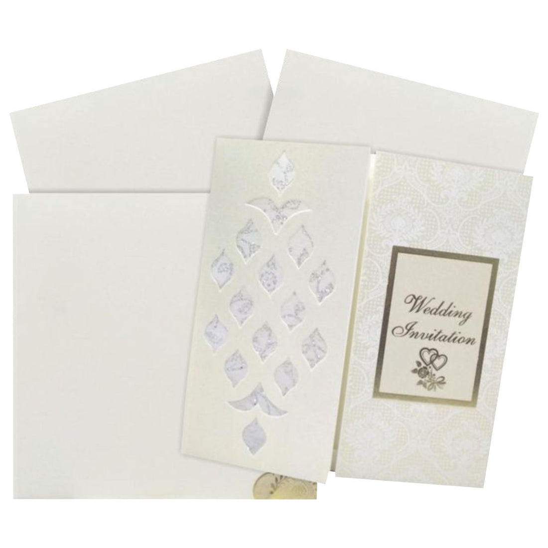White Die Cut Screen Wedding Card With Open Door Type-KNK4342I