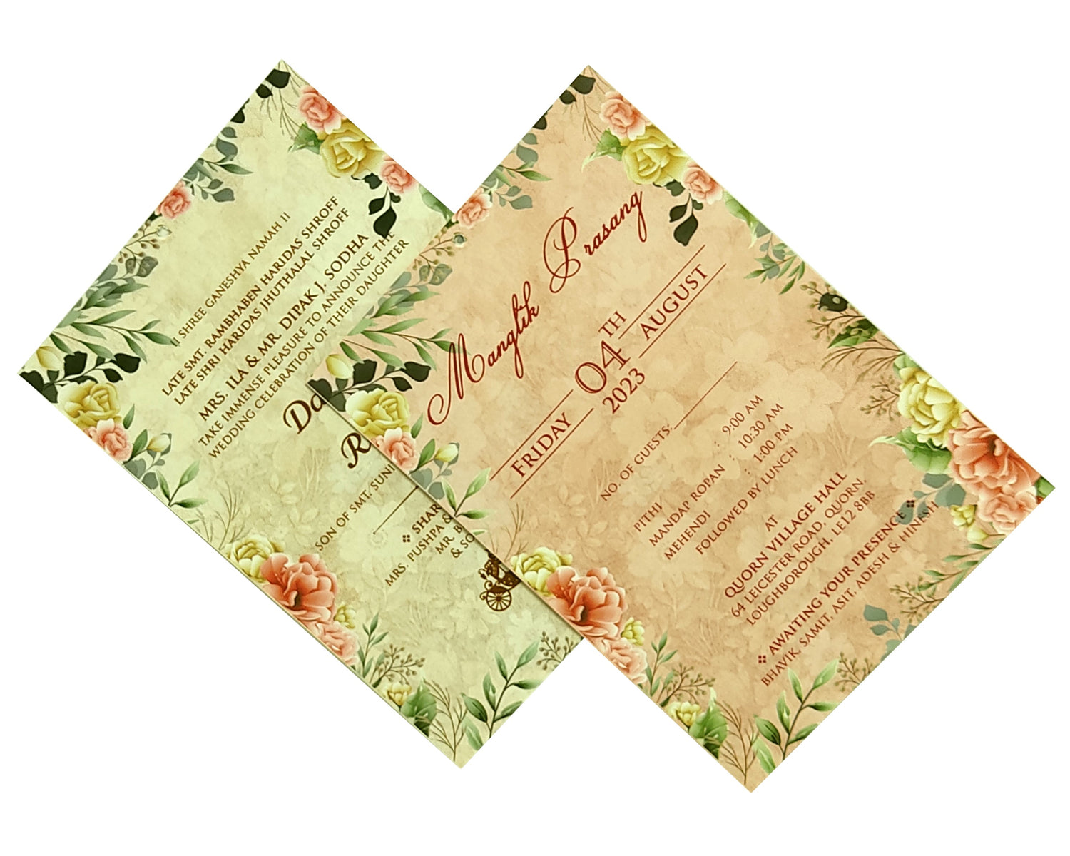 Pale Almond Brown Tracing Sheet Invitation-KVN05720