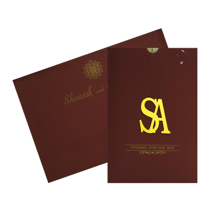 Wine Red Wedding Card-KRC30691