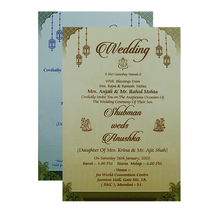 Green Padded Marriage Invitation Card-KRB8300