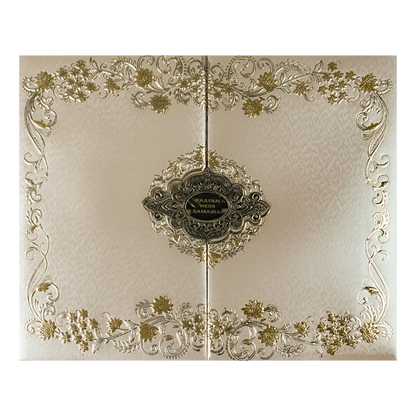 Gold Floral Ornate Padded Wedding Card-KSSC2077