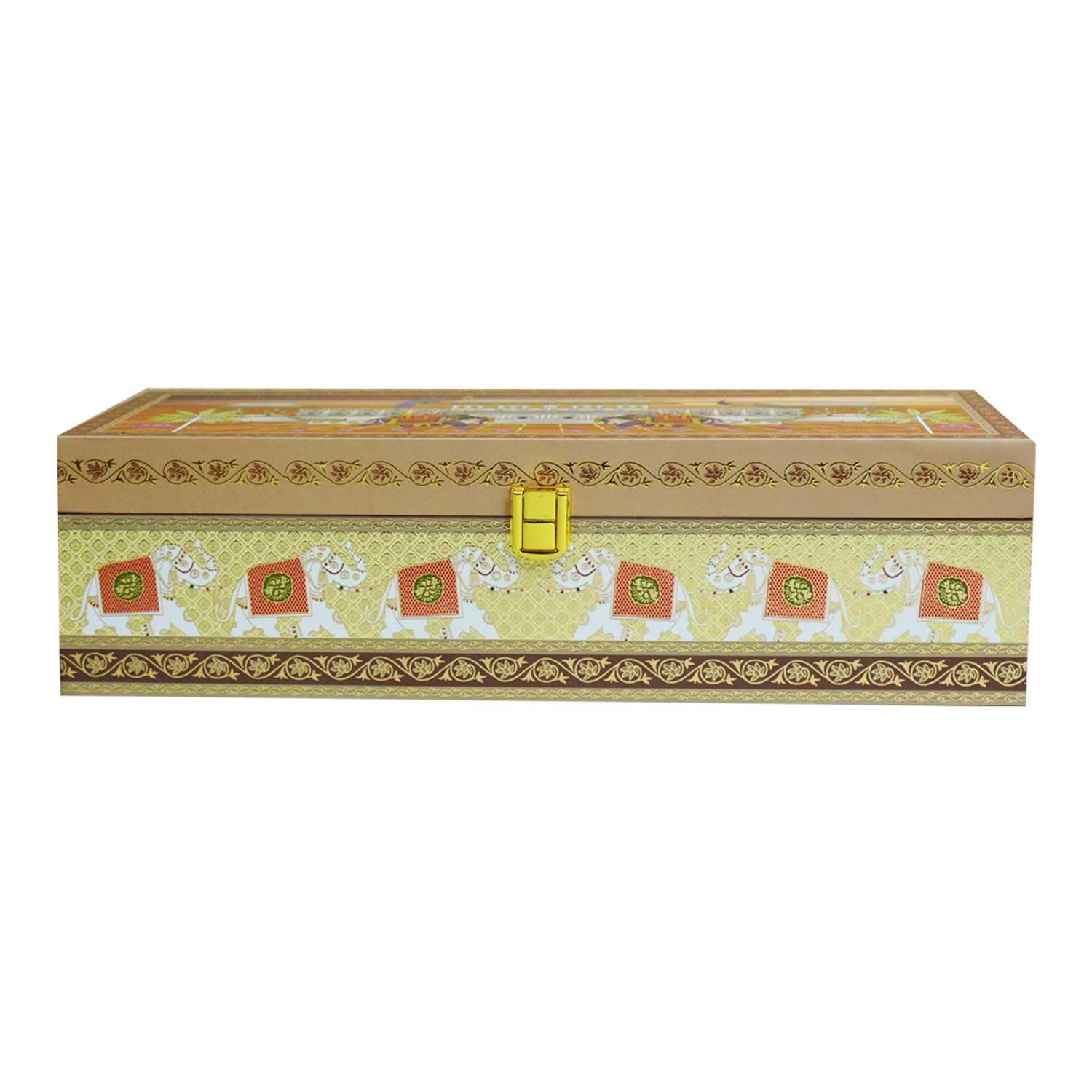 Muted Green Mughal Art Box Invitation-KBX1205