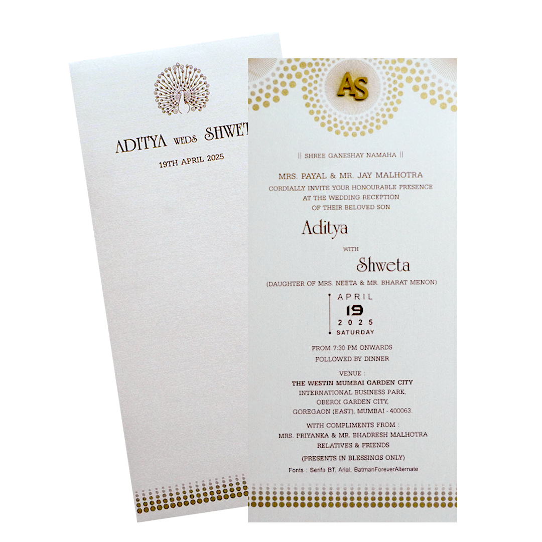 Silky White Single Wedding Card-KRCS7102