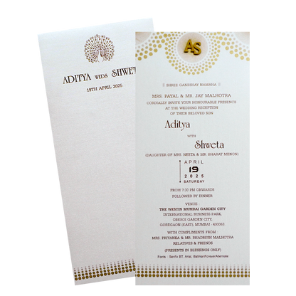 Silky White Single Wedding Card-KRCS7102