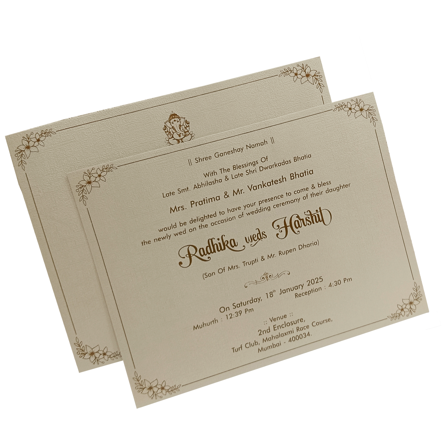 Metallic Light Brown Wedding Card-KSI12240