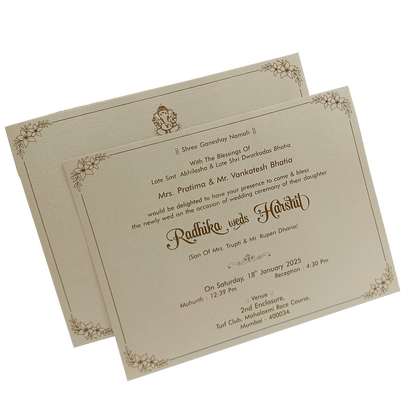 Metallic Light Brown Wedding Card-KSI12240