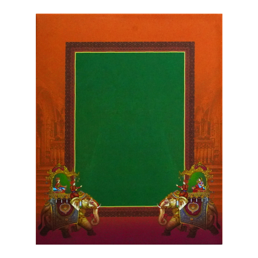 Orange Royal Padded Wedding Card-KSI11520