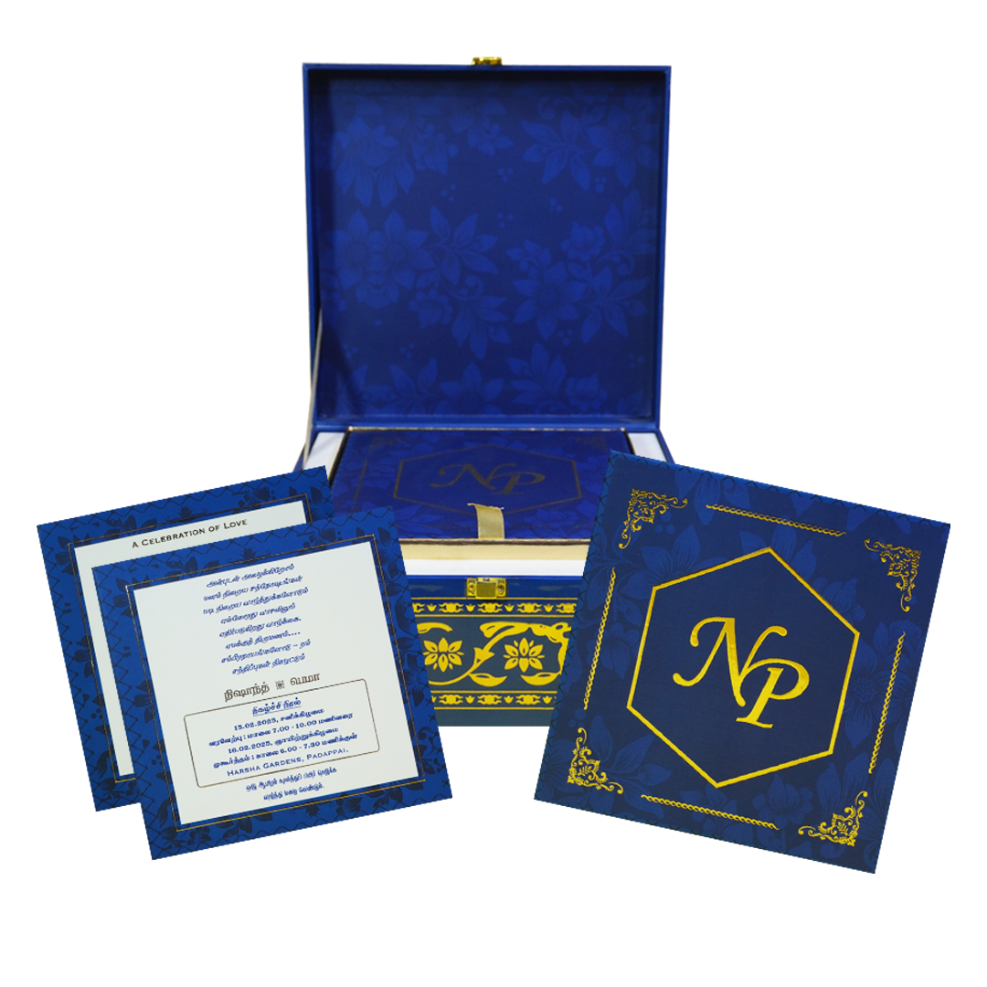 Dark Blue Scodix Luxury Box Invitation-KNWD1015