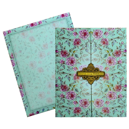 Blue Floral Door Wedding Invitation-KNKJ1133