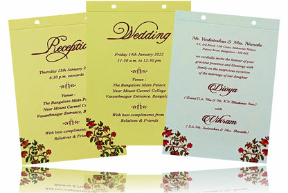 Pretty Red Flower Design Sky Blue Invitation Card - KNKA8053