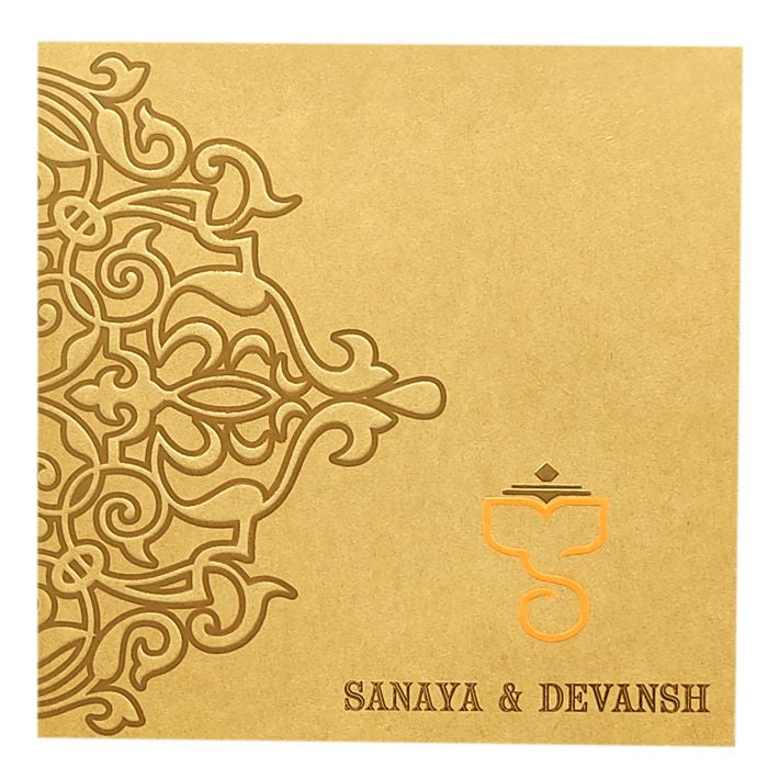 Brown Embossed Box Invitation Card-King of Cards