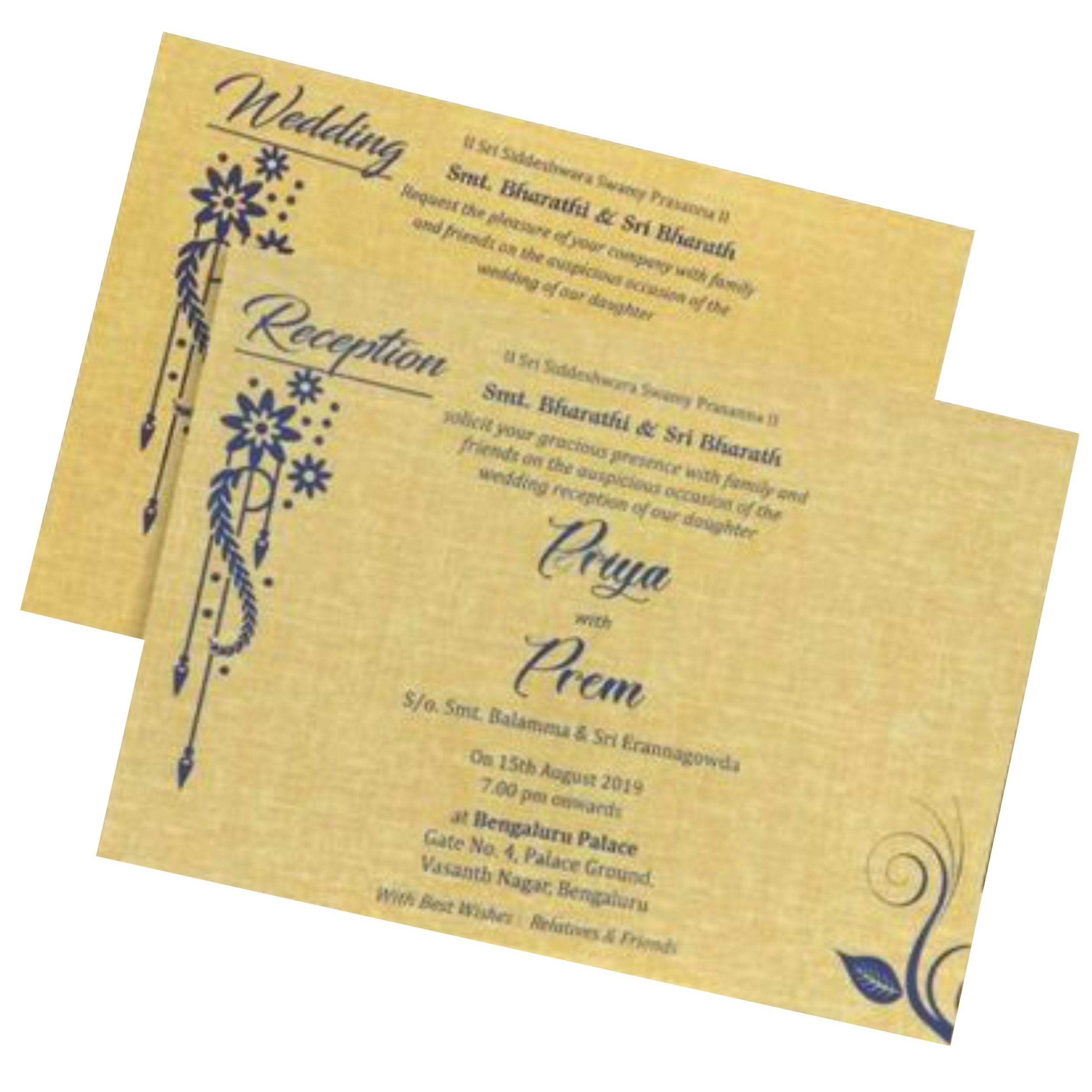 Gracious Gold And Blue Shading With Ganesha Theme Padded Wedding Card-KCCT11BP