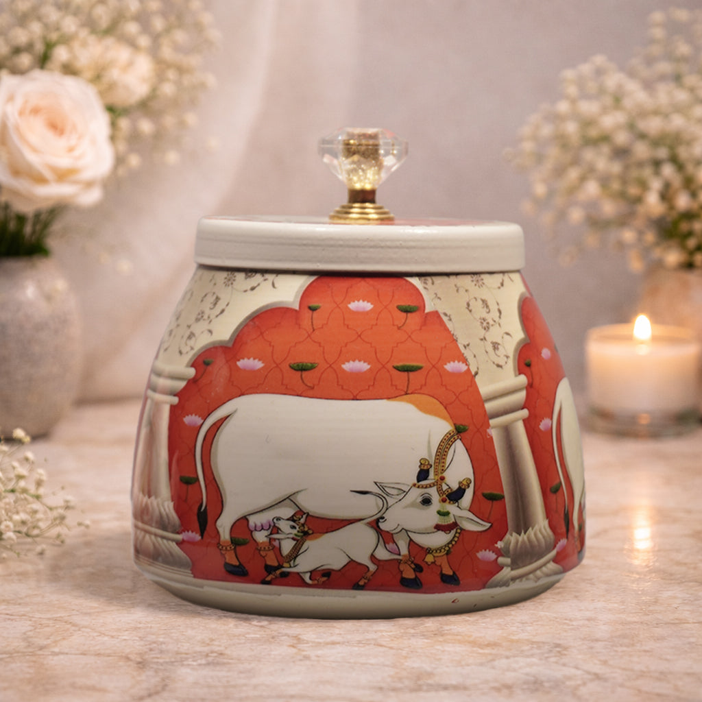 Orange Arch Cow Decorative Small Jar-GDS0193