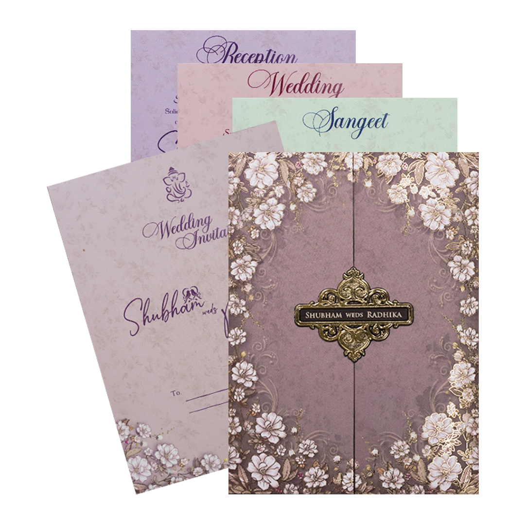Check out Lavender Floral Padded Wedding Card at best price.✅WhatsApp Support ✅Express Delivery.|King of cards.|King of cards.
