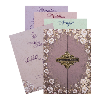 Check out Lavender Floral Padded Wedding Card at best price.✅WhatsApp Support ✅Express Delivery.|King of cards.|King of cards.