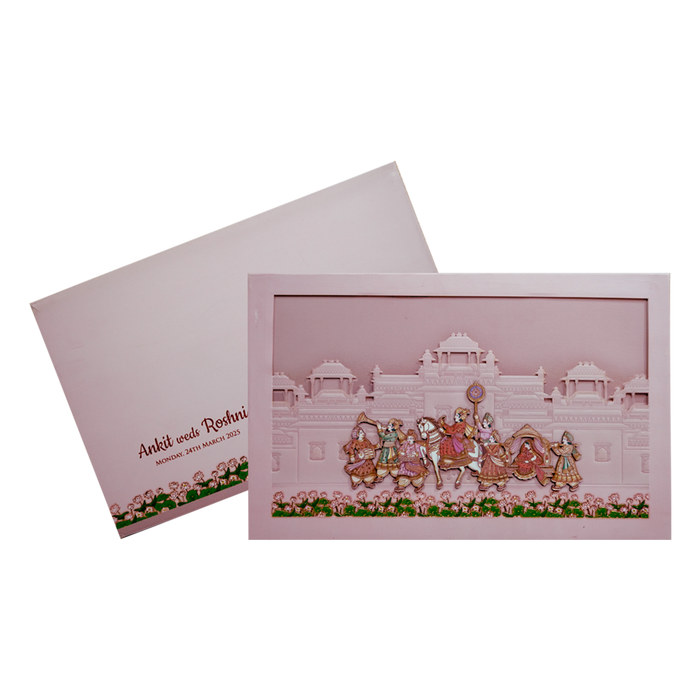 Peach Royal Padded Wedding Invitation-King of Cards