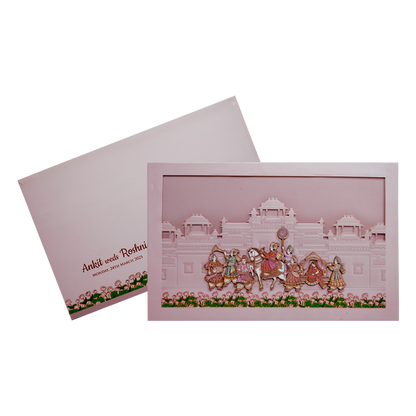 Peach Royal Padded Wedding Invitation-King of Cards