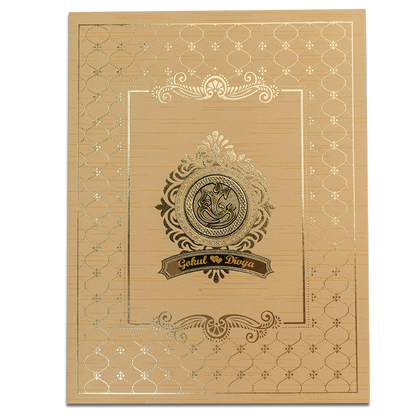 Gold Foil Ganesha Floral Wedding Card-KNKR5033G