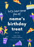 Blue Junk Theme Birthday Treat Invitation-AABTT001