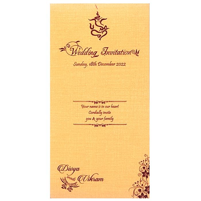 Single sheet orange metallic invitation card-King of Cards