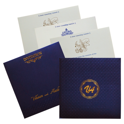 Make your event special with our exclusive Royal Blue Embossed Padded Wedding Card. Shop now! ?WhatsApp Support ?Express Delivery.