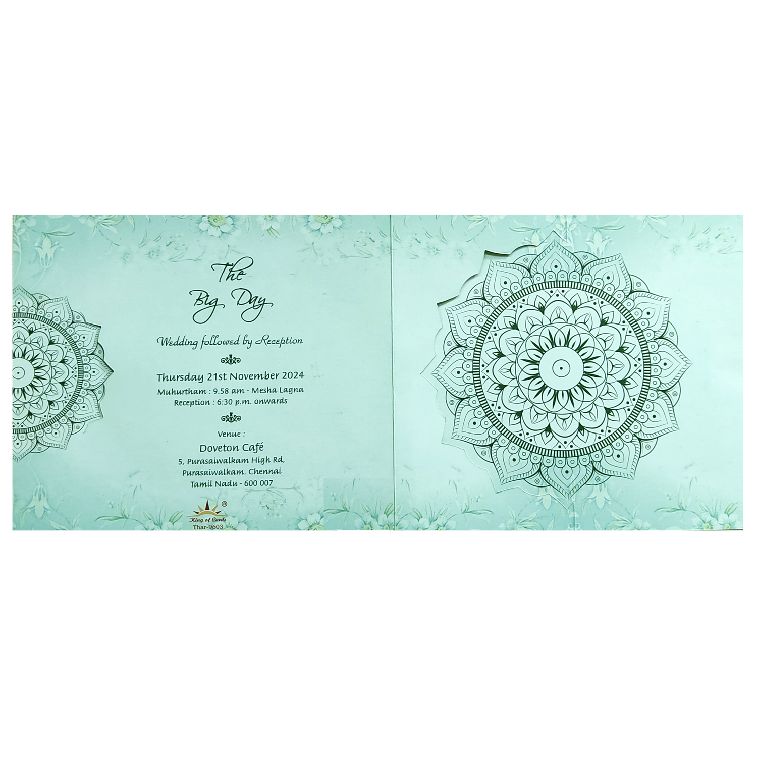 Green Floral Bride Groom Wedding Card-KNTH9603G