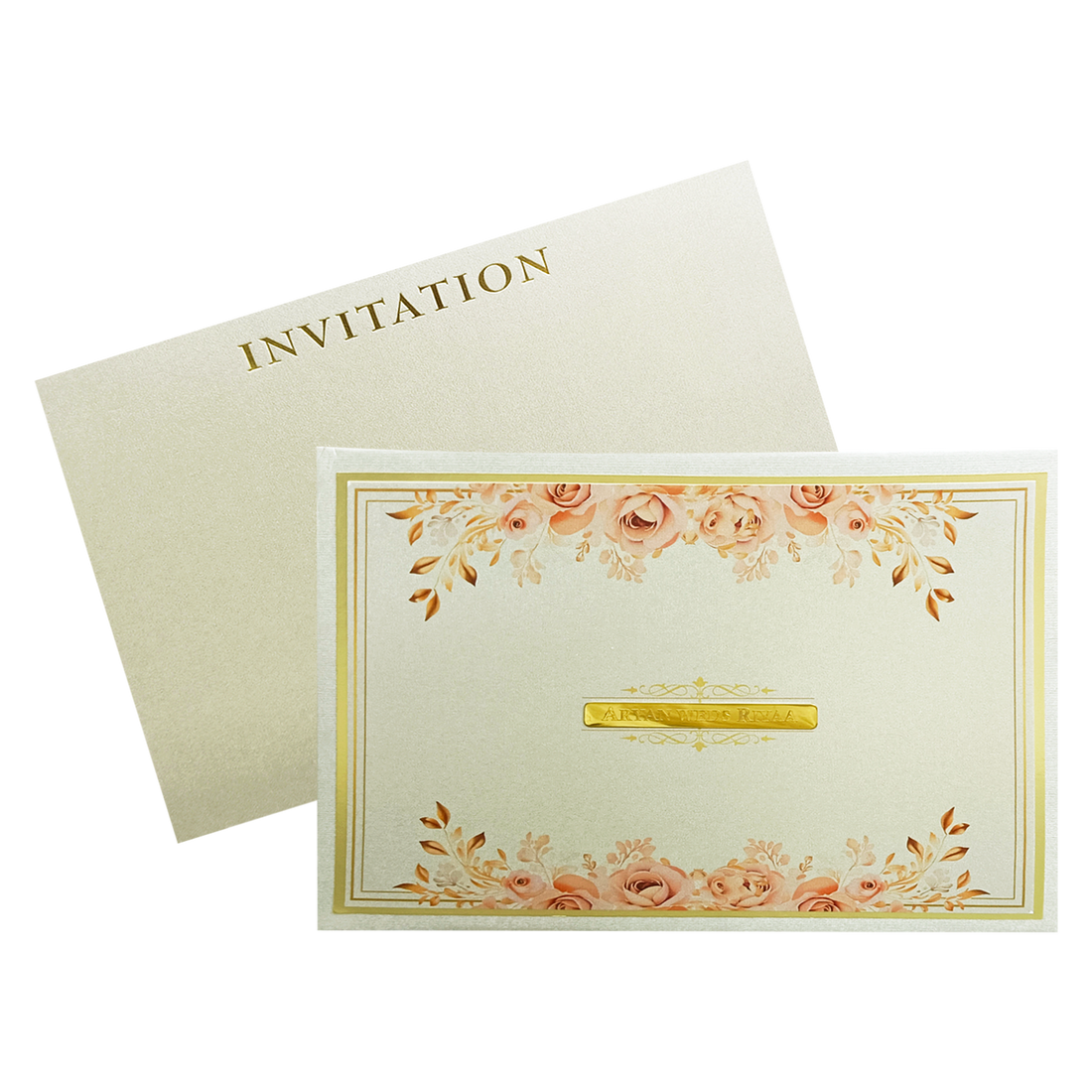 Metallic Grey Floral Invitation-KRC30760