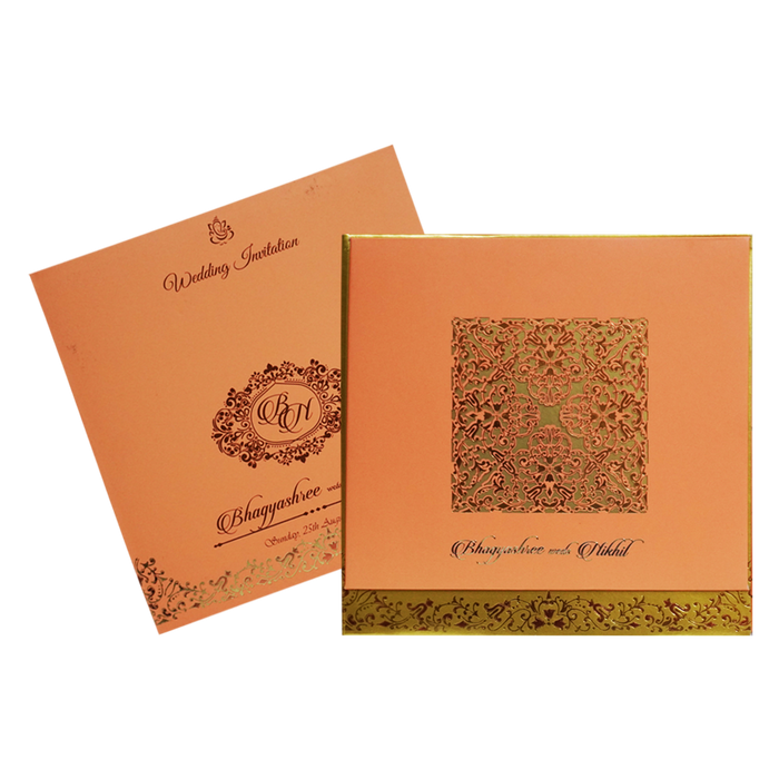 Orange Padded Marriage Wedding Card-King of Cards