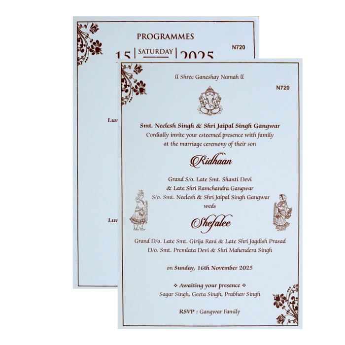 White Floral Invitation Design-King of Cards
