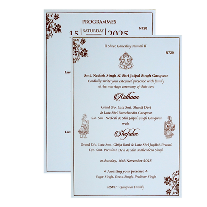White Floral Invitation Design-King of Cards