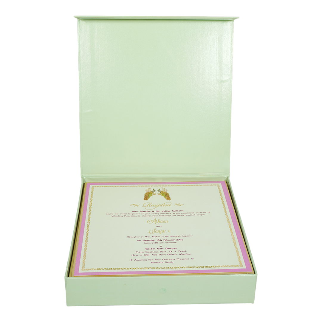 Buy Blue Peacock Theme Wedding Invitation Box