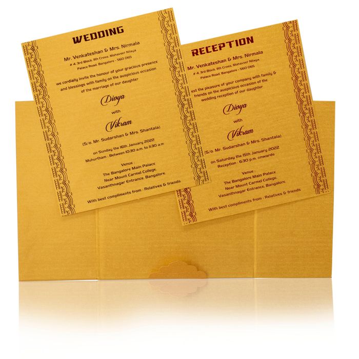 Gold Padded Open Door Floral In Gold Foiling-KNPS7503G-King of Cards