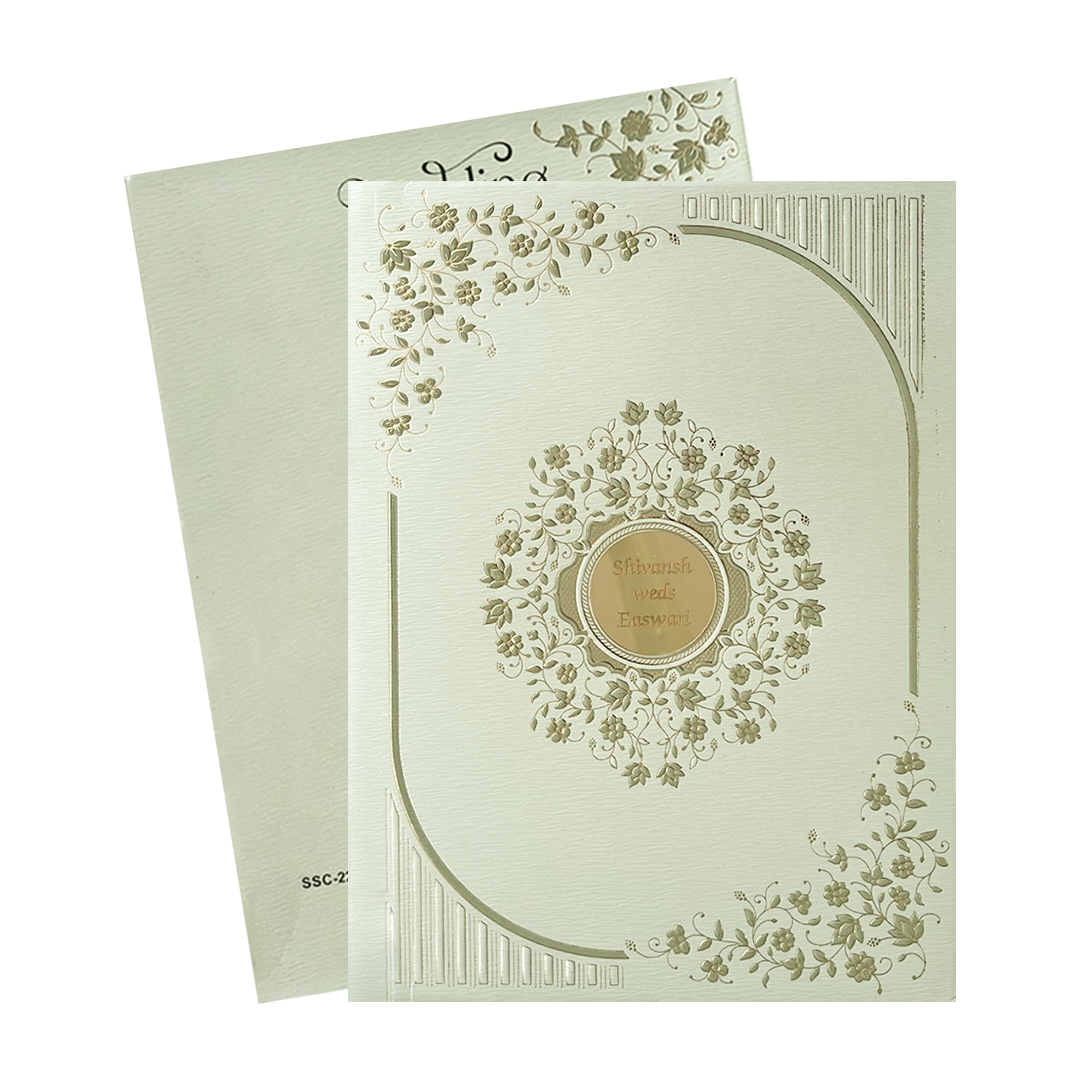 Pastel Green Gold Padded Wedding Card-KSSC2210