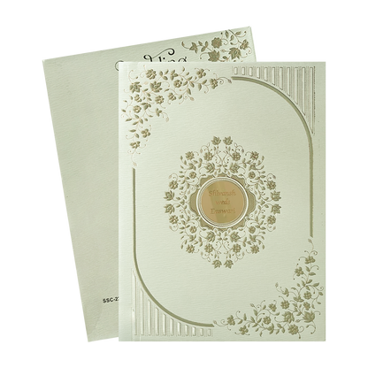 Pastel Green Gold Padded Wedding Card-KSSC2210