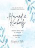 White Watercolour Blue Leaf Wedding Invitation-EINK0049