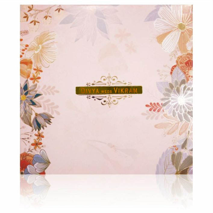 Orange Pastel Floral Padded Invitation Card-KNPO5508O