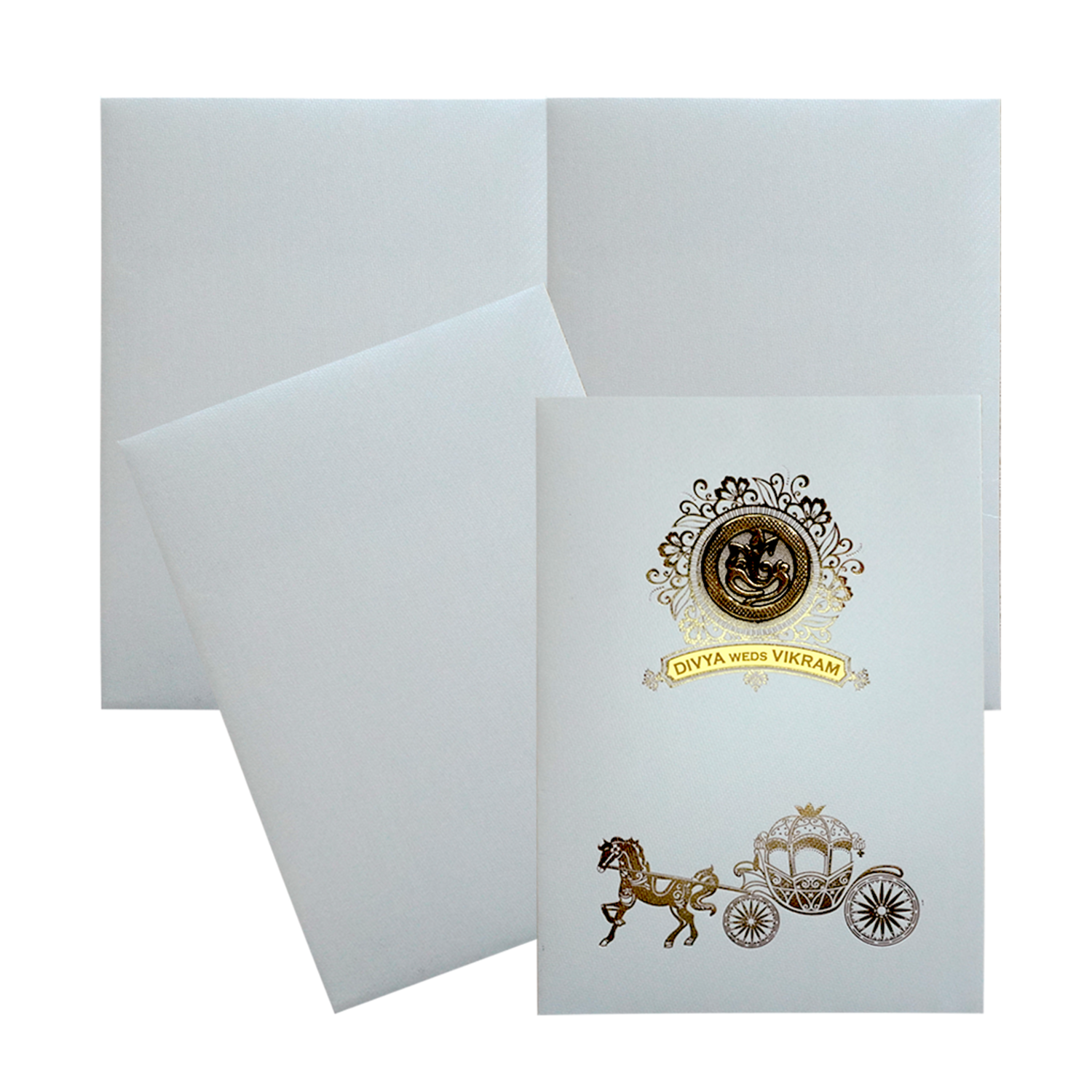 White Marriage Invitation Card-KNKTW036