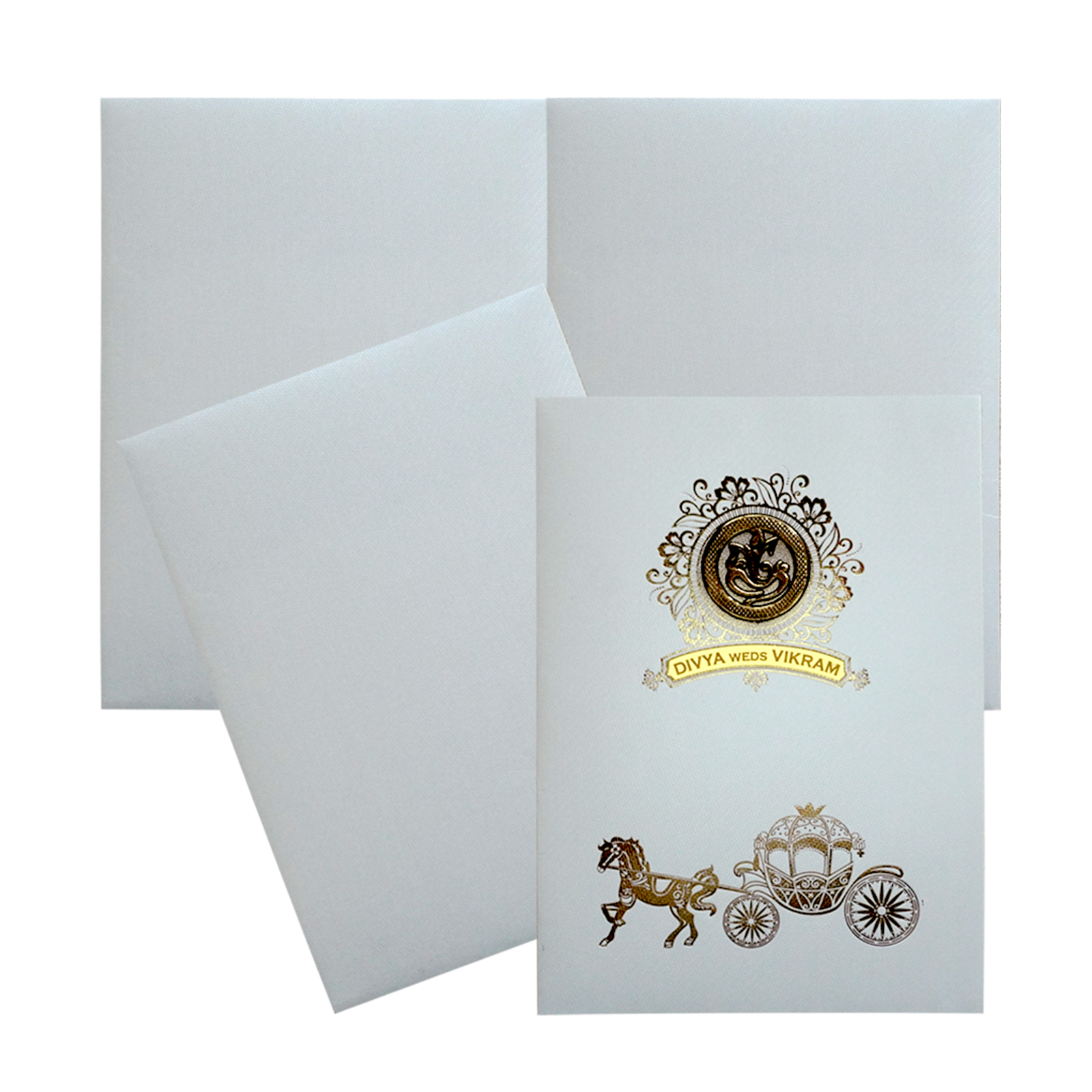 White Marriage Invitation Card-KNKTW036