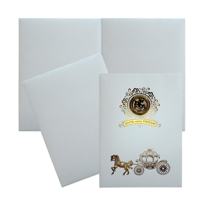 White Marriage Invitation Card-KNKTW036