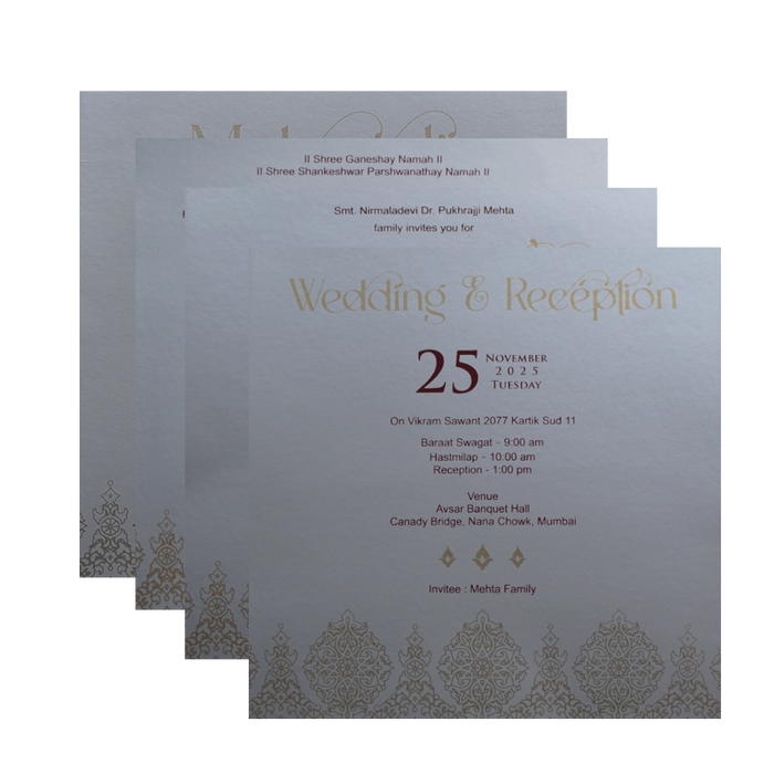 Grey Pattern Wedding Card-King of Cards