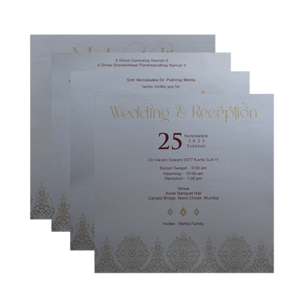 Grey Pattern Wedding Card-King of Cards