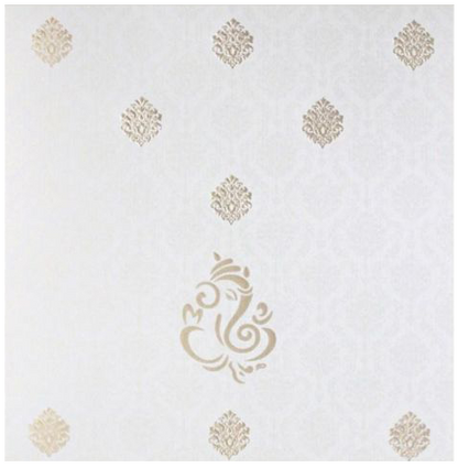 Pleasant Gold Foiling Flower With Ganesha Wedding Card  - KNK4114